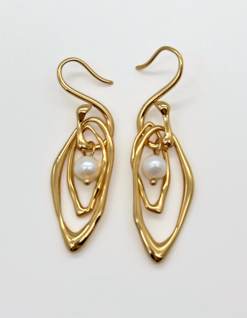Line & Pearl Earrings
