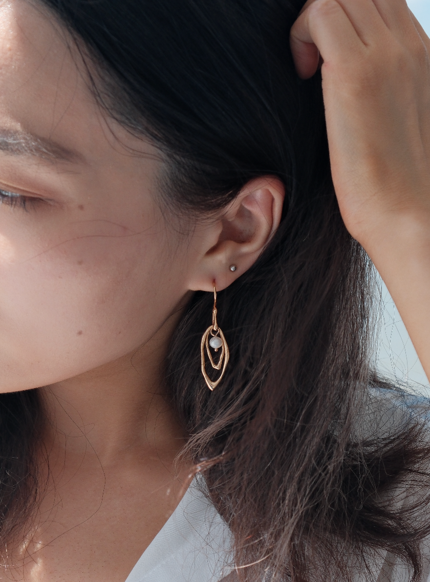 Line & Pearl Earrings