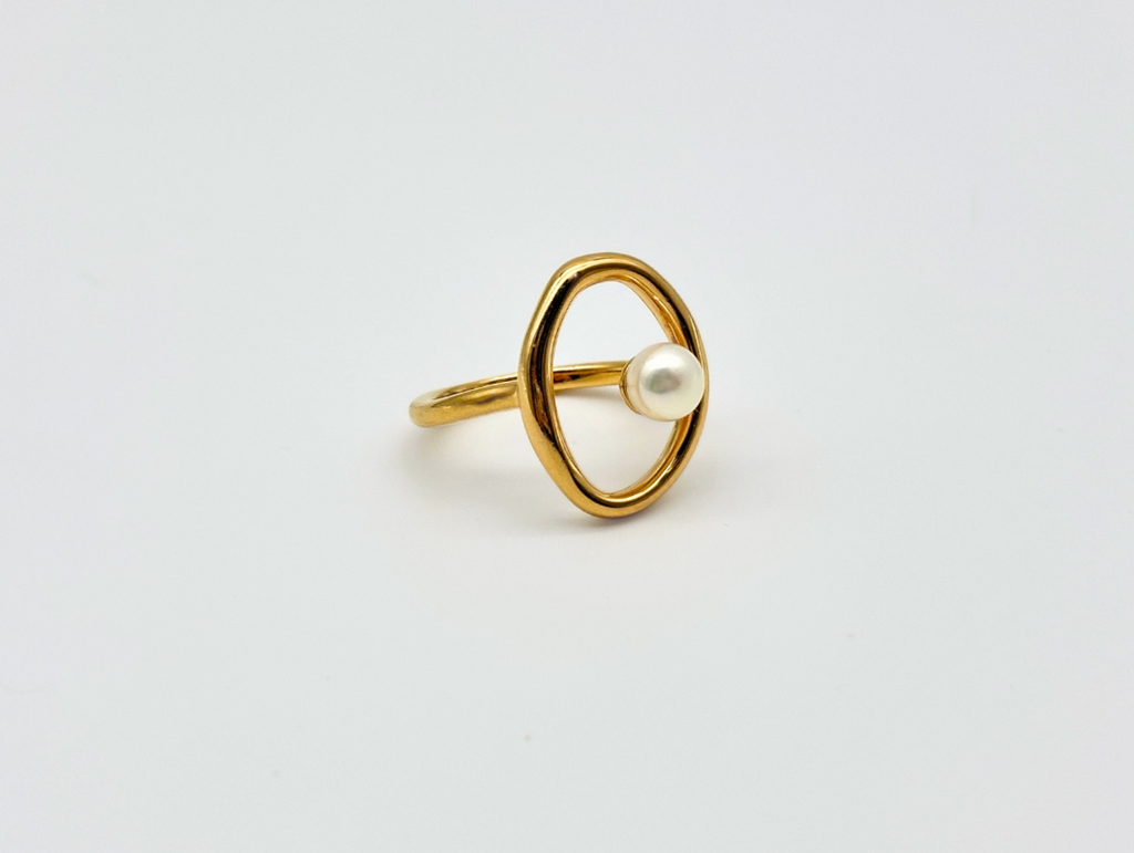 Line & Pearl Open Ring